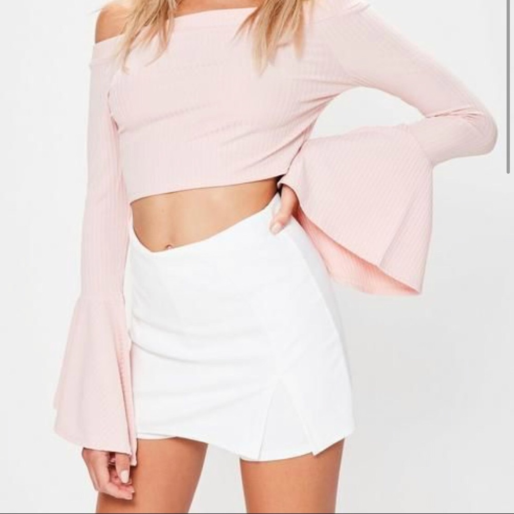 New Missguided stretch crepe split front skort